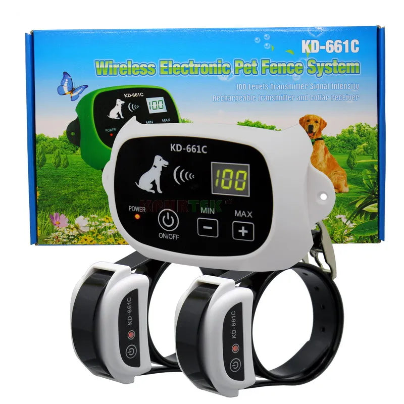 KPHRTEK KD-661C Waterproof Rechargeable Wireless Electronic Pet Fence System 1/2 DOG White Green Drop Shipping White 2 Collar