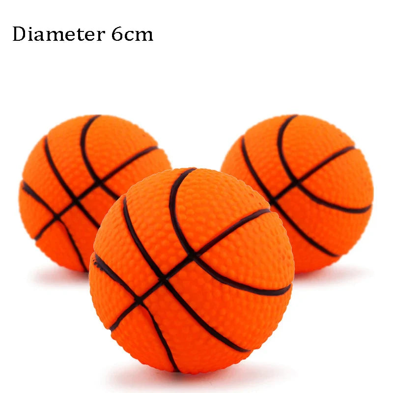 Squeaky Pet Dog Ball Toy for Small Dogs | Interactive Rubber Chew Toy Basketball 1pcs random color Default