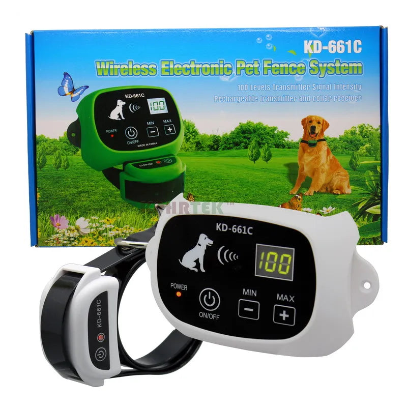 KPHRTEK KD-661C Waterproof Rechargeable Wireless Electronic Pet Fence System 1/2 DOG White Green Drop Shipping White 1 Collar