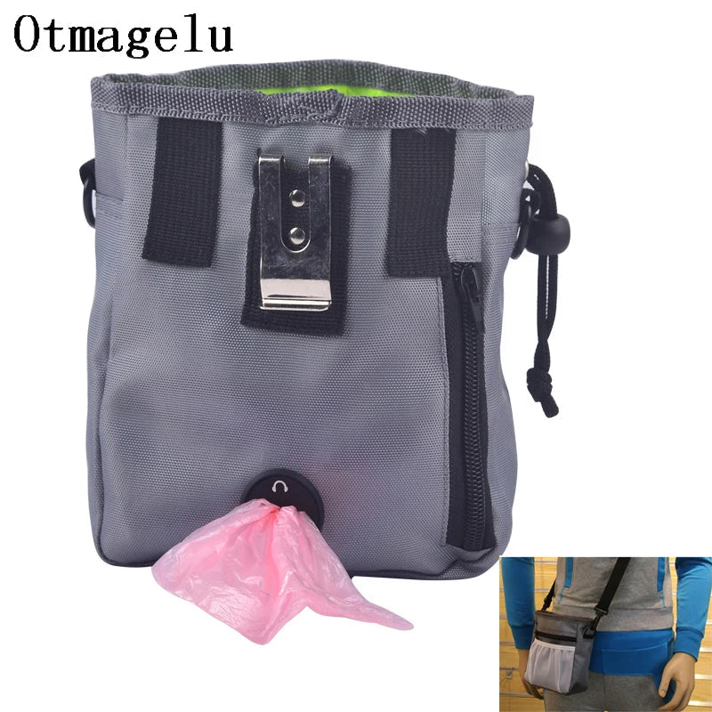 Dog Training Treat Bag – Waist Pouch with Poop Bag Dispenser | Nylon | Black & Grey