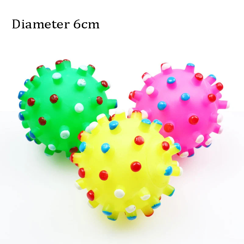1-Pack Squeaky Dog Ball Toy 6 cm (2.36 in) Rubber Chew Toy for Small Dogs and Puppies Sea Urchin 1pcs random color China Mainland