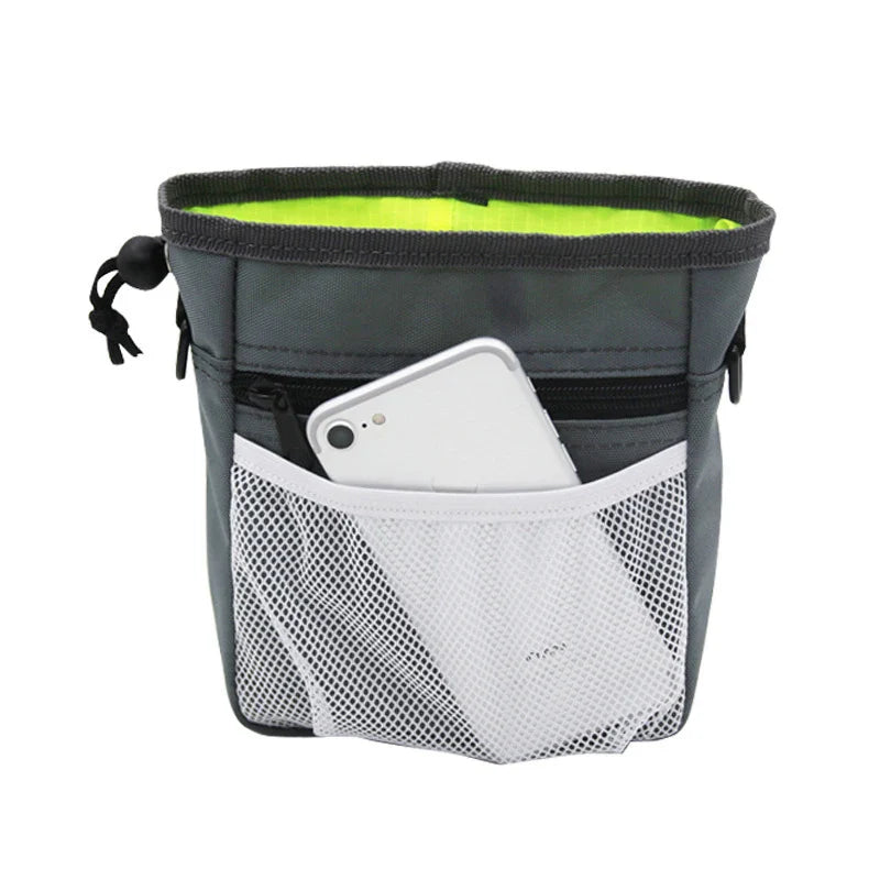 Dog Training Treat Bag – Waist Pouch with Poop Bag Dispenser | Nylon | Black & Grey