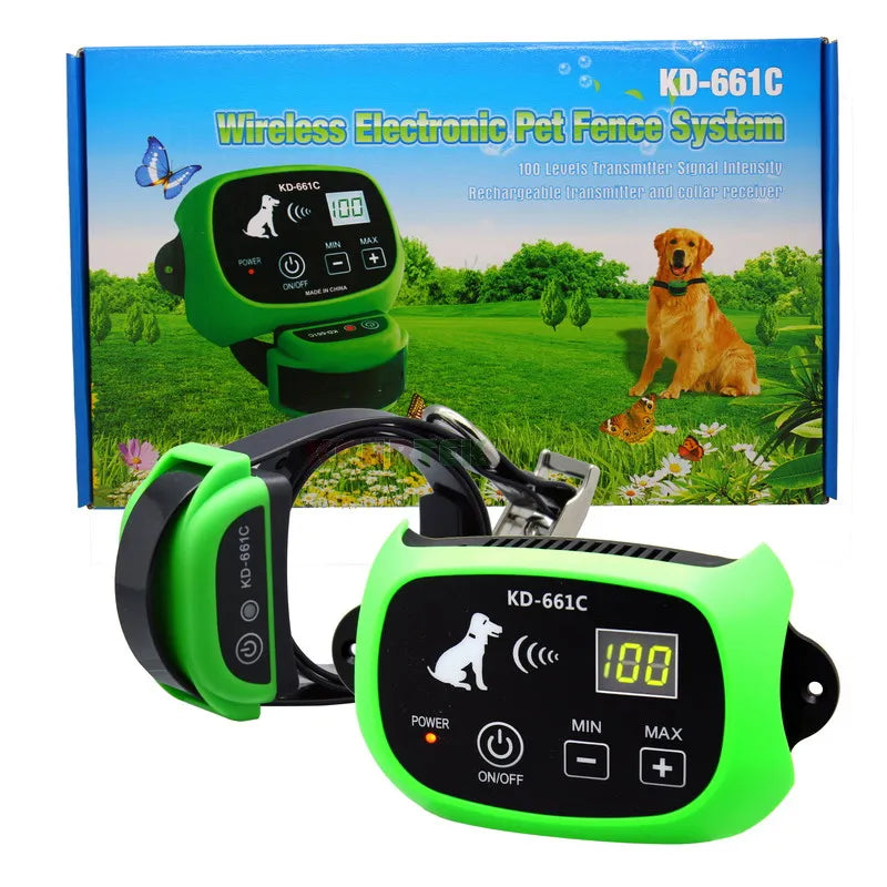 KPHRTEK KD-661C Waterproof Rechargeable Wireless Electronic Pet Fence System 1/2 DOG White Green Drop Shipping Green 1 Collar