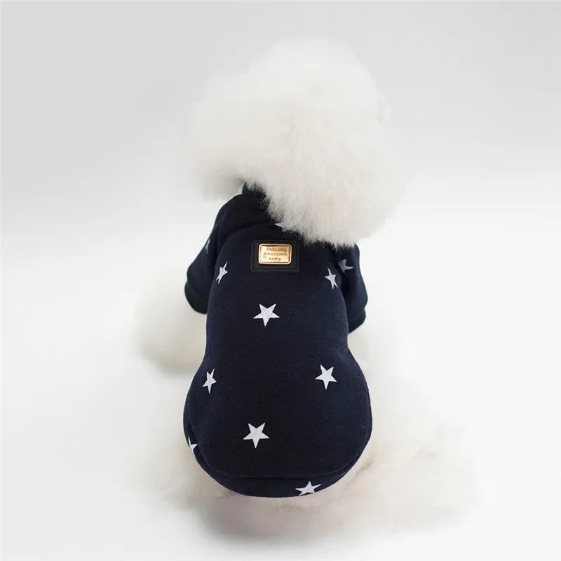 2026 New Brand Soft Pet Dog Clothes For Dog Puppy Cat Winter Warm Clothes Star Print Costume Coat chihuahua Cheap roupa cachorro navy