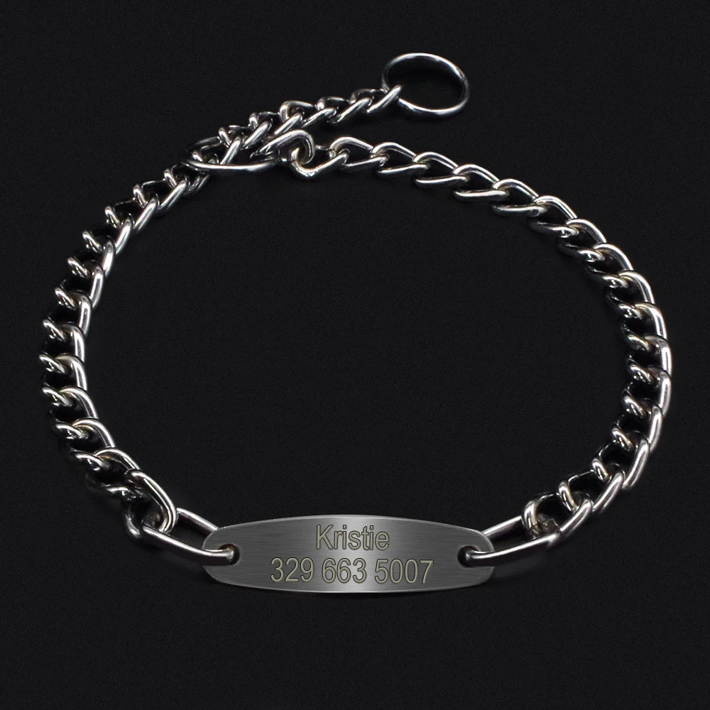 Personalized Pet Dog Chain Choke Collar Pets Training Engraved ID Slip Collars Choker For Medium Large Dogs Pitbull Pug Bulldog