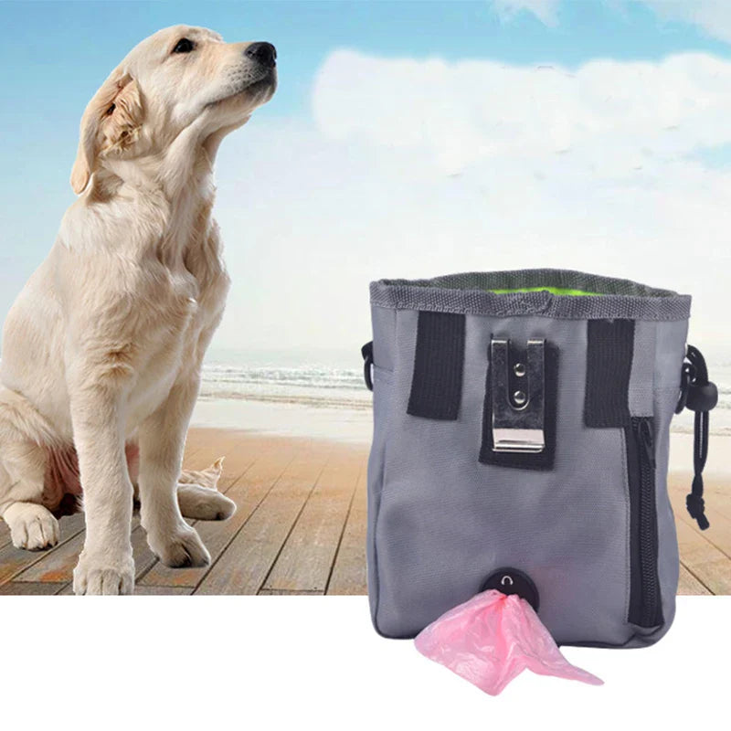 Dog Training Treat Bag – Waist Pouch with Poop Bag Dispenser | Nylon | Black & Grey