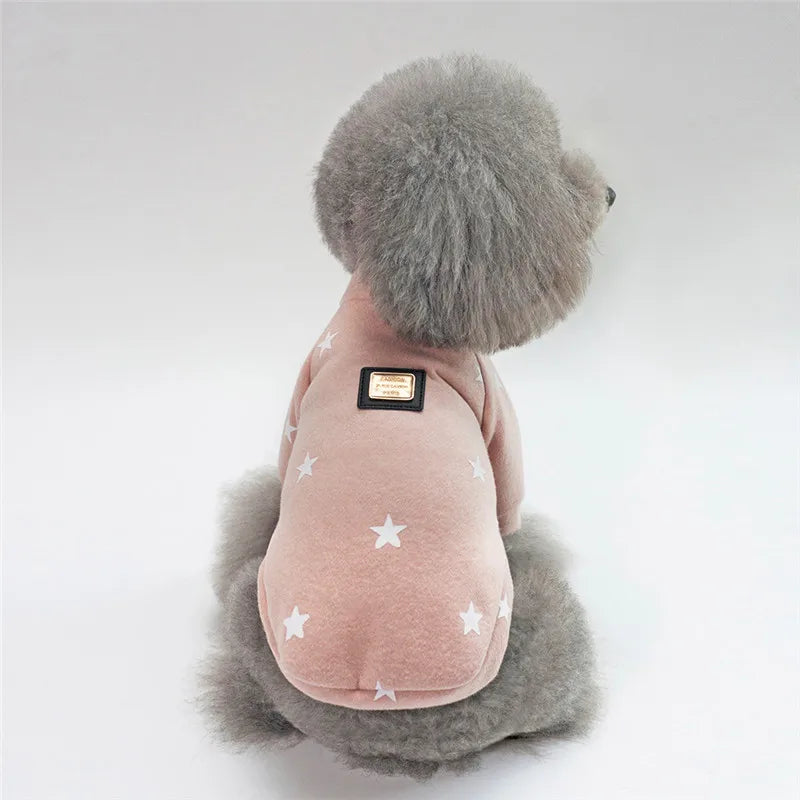 2026 New Brand Soft Pet Dog Clothes For Dog Puppy Cat Winter Warm Clothes Star Print Costume Coat chihuahua Cheap roupa cachorro pink