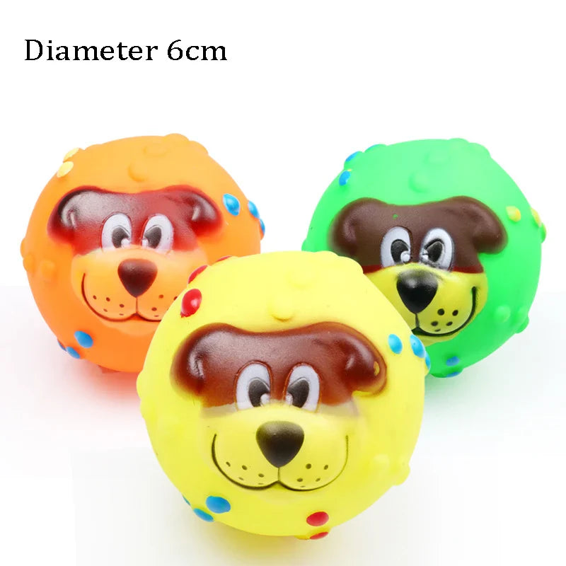 1-Pack Squeaky Dog Ball Toy 6 cm (2.36 in) Rubber Chew Toy for Small Dogs and Puppies Dog Ball 1pcs random color China Mainland