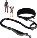 Hands Free Dog Leash Heavy Duty Bungee Waist Belt Reflective Training One - Large Dog (45-125 Pounds)