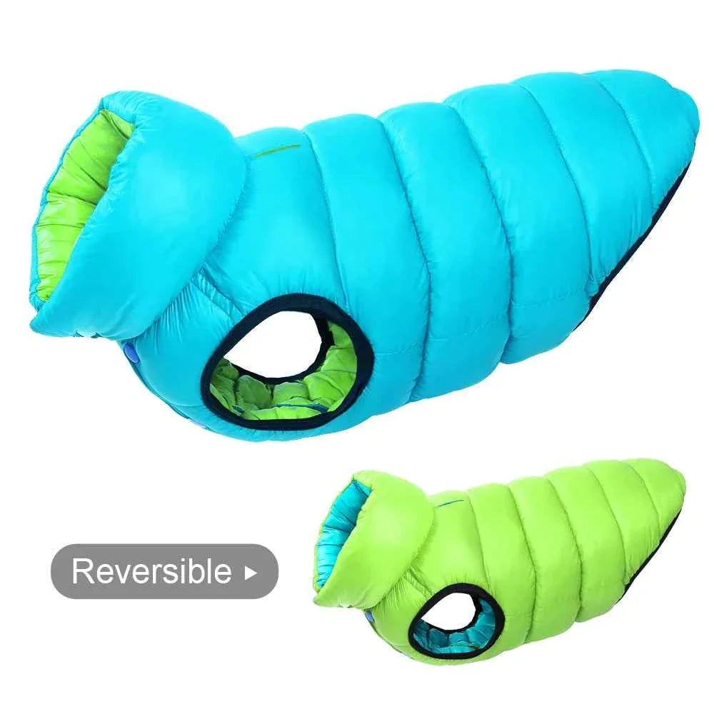 Warm Winter Dog Clothes Vest Reversible Dogs Jacket Coat 3 Layer Thick Pet Clothing Waterproof Outfit for Small Large Dogs green