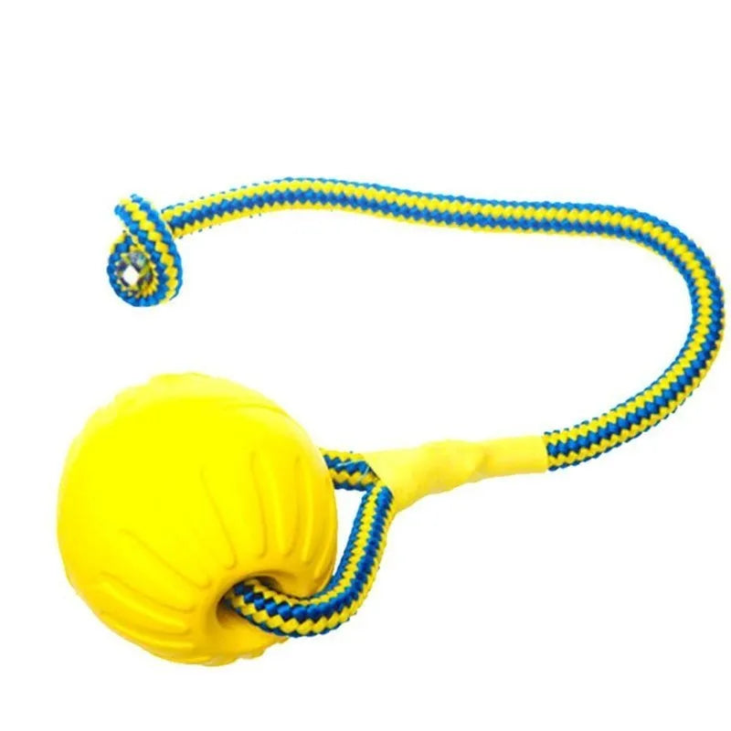1pc Teeth Indestructible Bite Rubber Puppy Funny Training Ball Chew Toys Play Fetch Solid with Carrier Rope Pet Dog Toy WITH ROPE