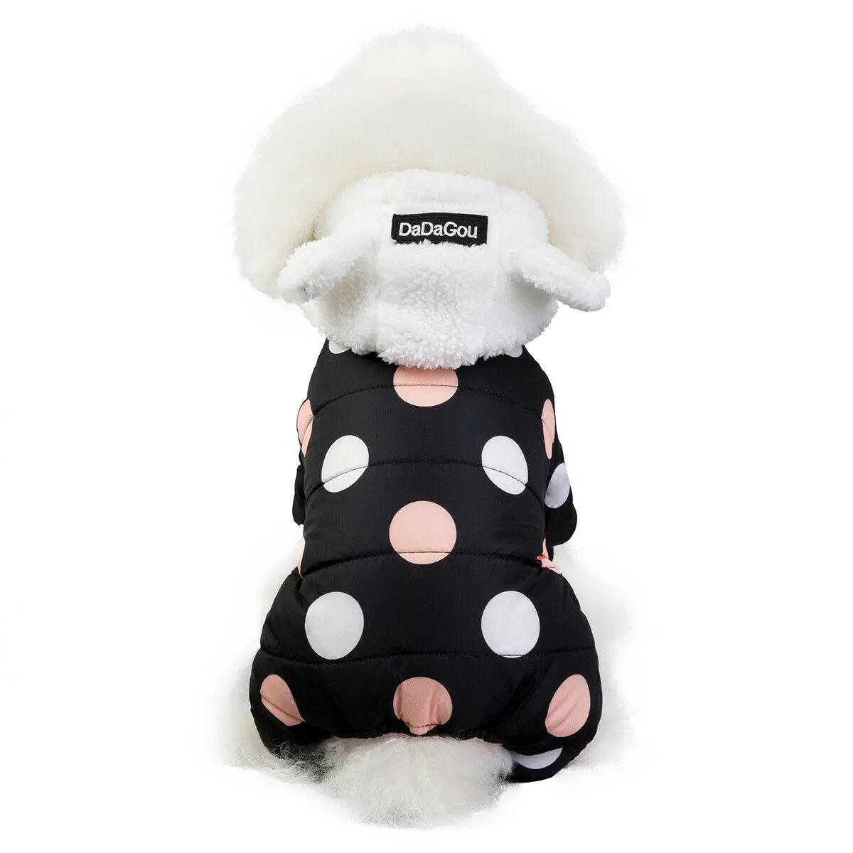 Dot Warm Pet Clothes for Dog Windproof Jackets Outdoor Fleece Hooded Coats Small Dog Winter Jumpsuit Clothing black China Mainland
