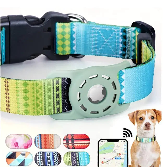Digital Printing Collar for Apple Airtag Green L-2.5x65CM