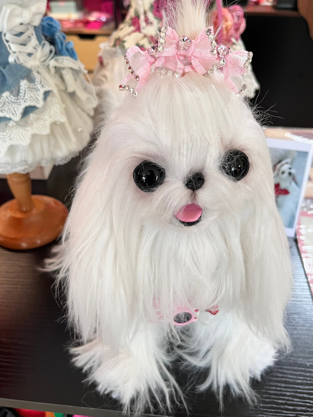 Pet Accessories Rhinestone Layered Bow Hair Clip Headwear