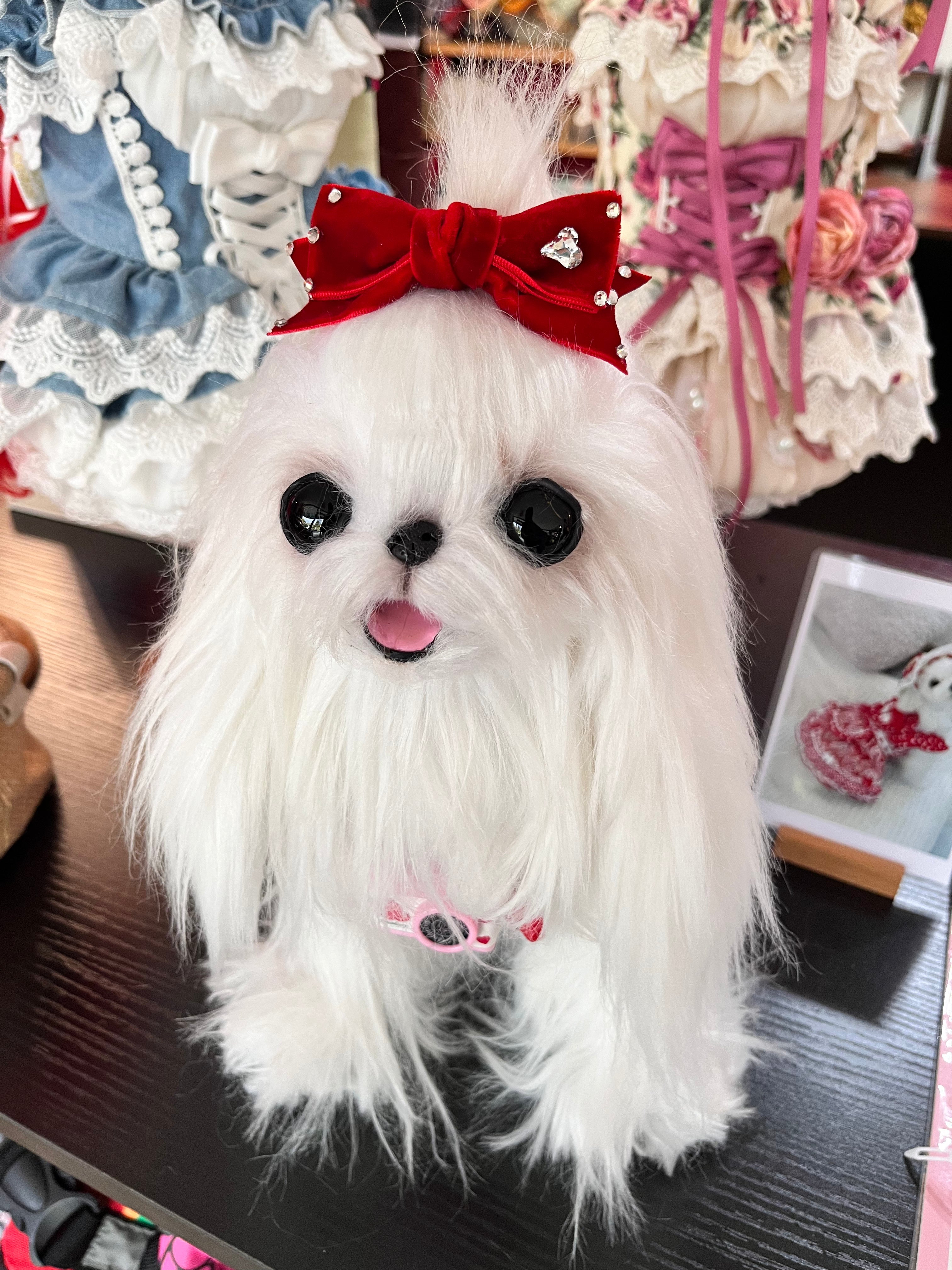 Pet Accessories Velvet Bow Hair Clip with Rhinestone Heart headwear
