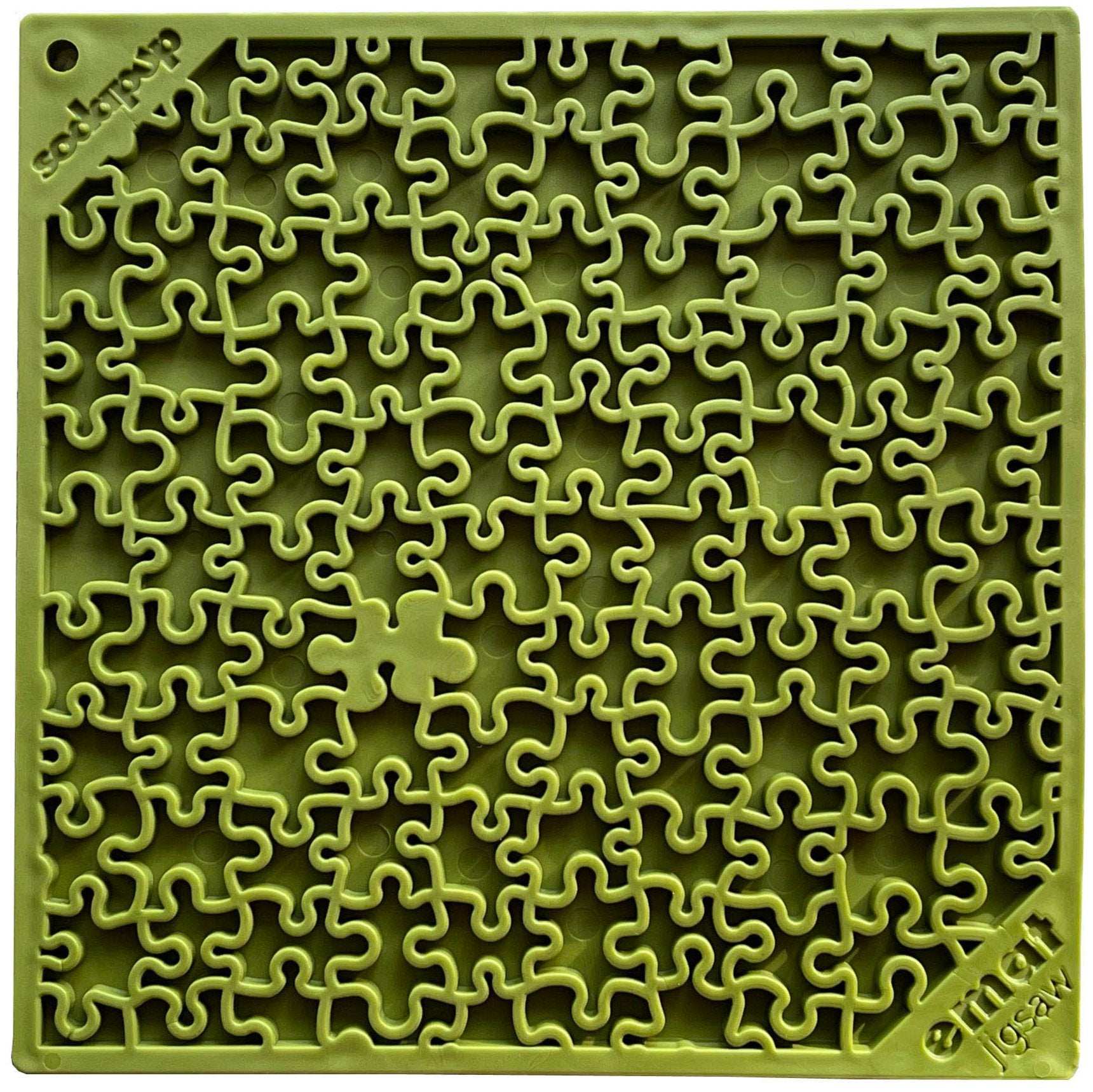 Jigsaw Puzzle eMat - Enrichment Lick Mat for Dogs and Cats | eMat Enrichment Toy for Anxiety Relief | USA Made Jigsaw Puzzle E-mat - Green
