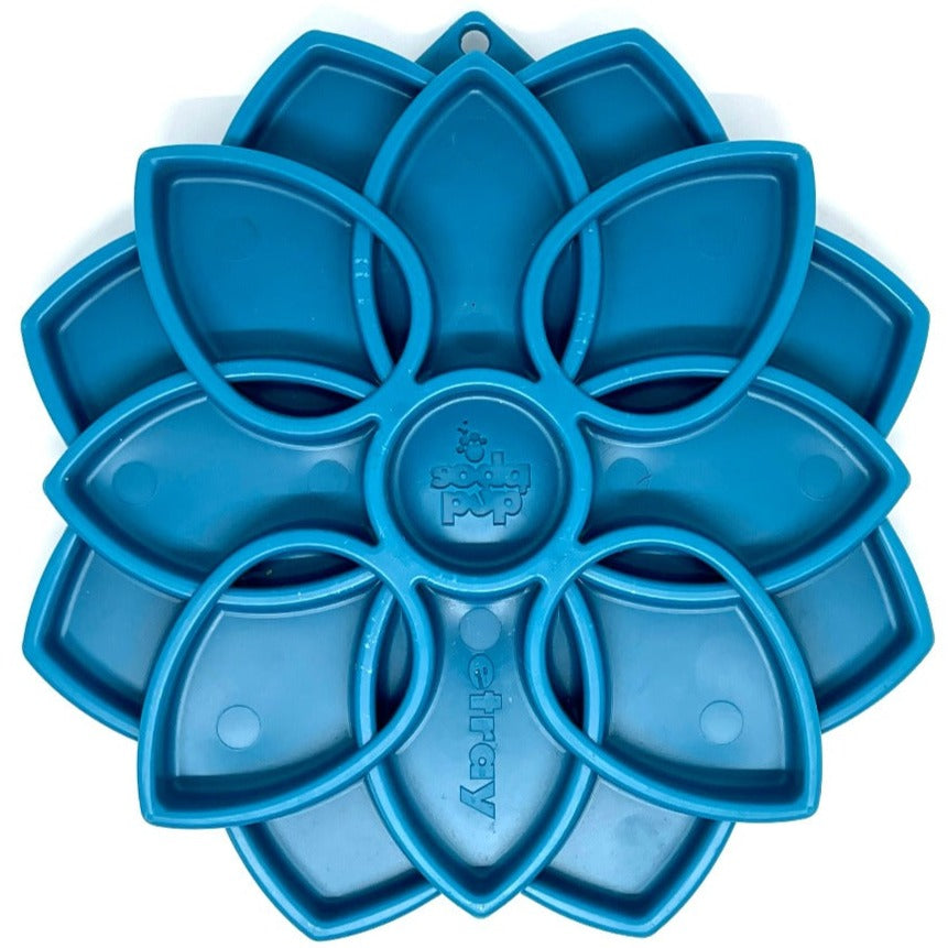 Mandala eTray Shallow Slow Feeder Dog Bowl for Enrichment | USA Made Blue Mandala eTray