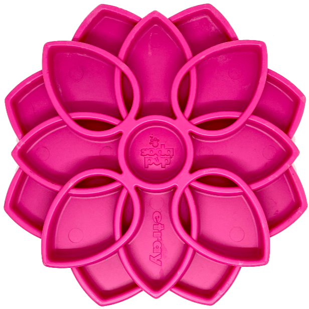 Mandala eTray Shallow Slow Feeder Dog Bowl for Enrichment | USA Made Pink Mandala eTray