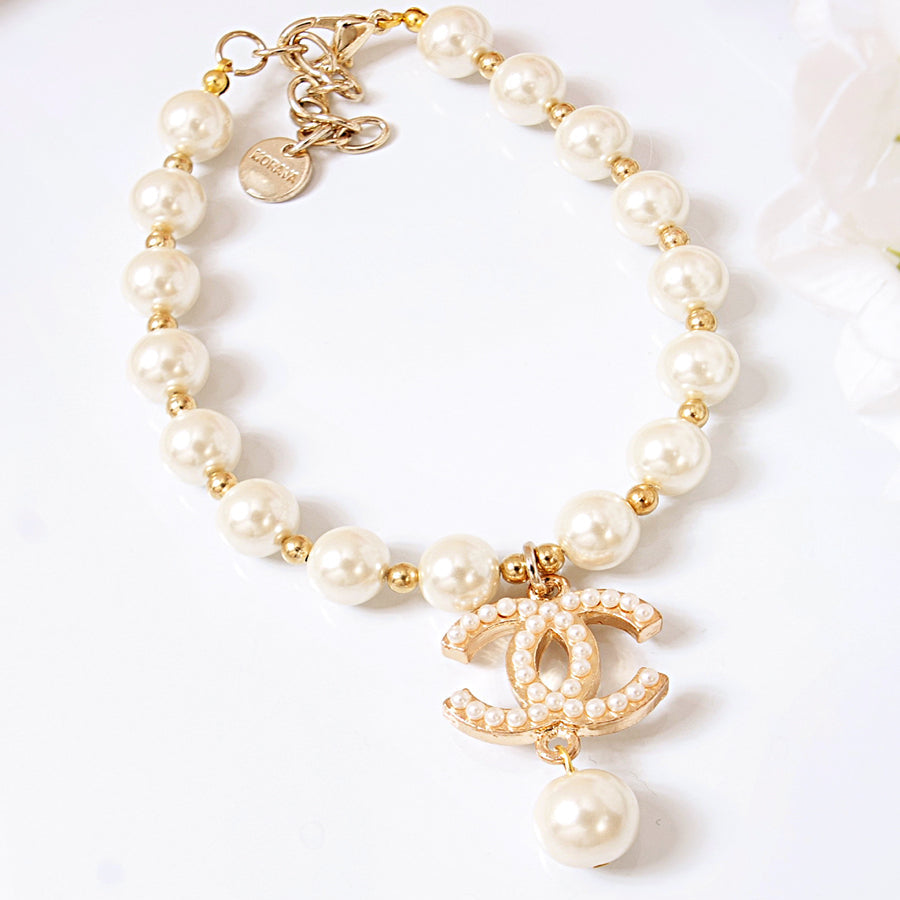 Princess Pearl Pet Necklace – Elegant Dog & Cat Jewelry Accessories Pearls Charm C** style