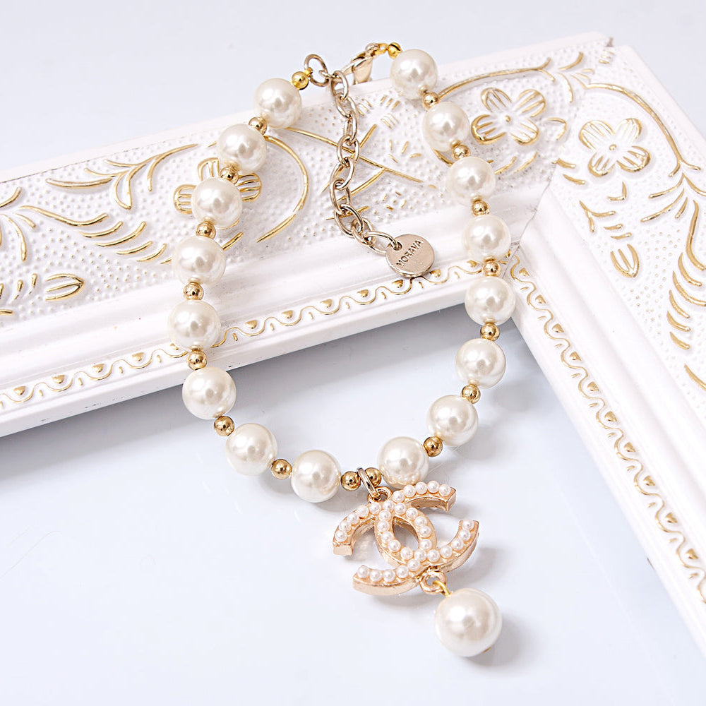 Princess Pearl Pet Necklace – Elegant Dog & Cat Jewelry Accessories Pearls Charm C** style