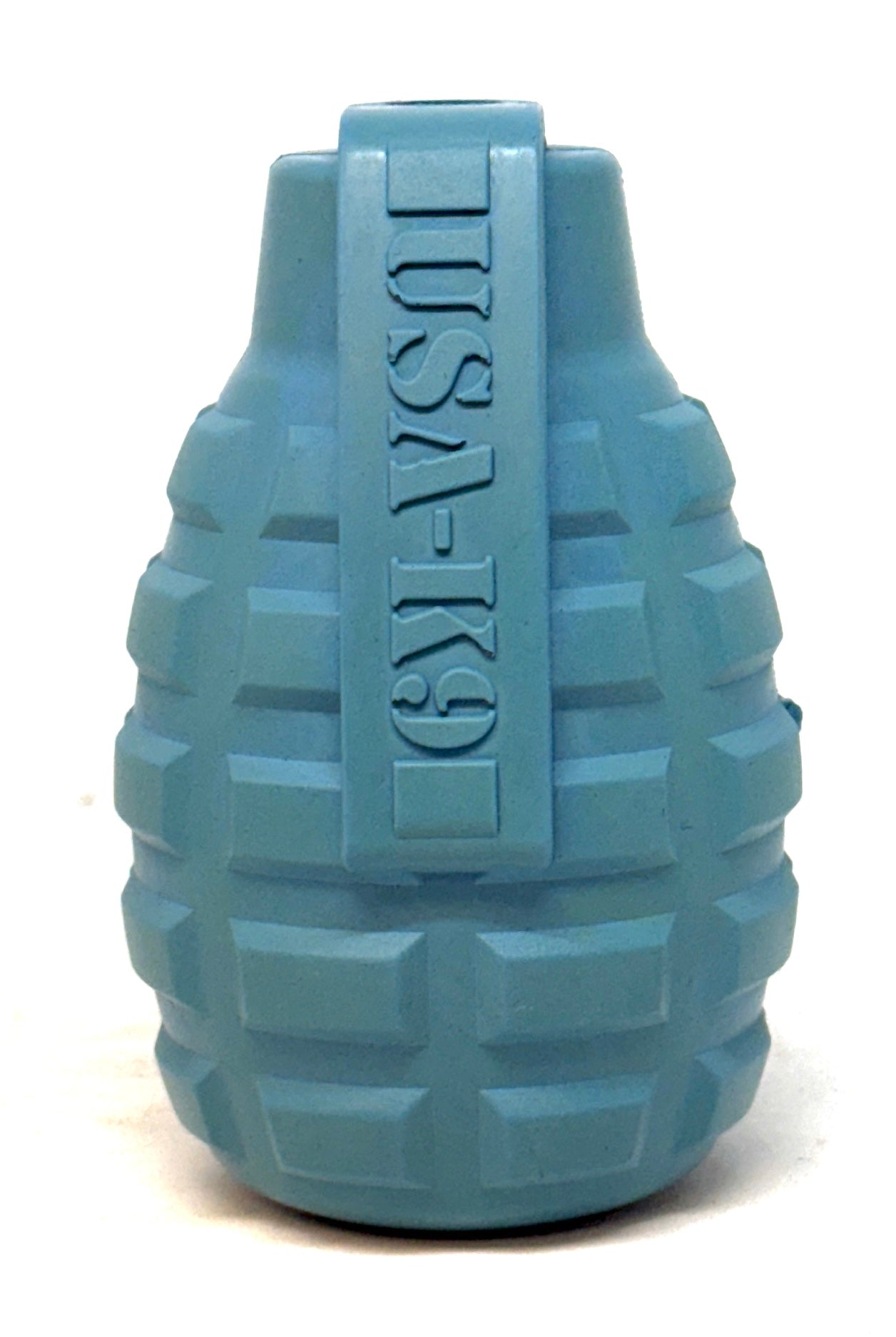 USA-K9 Grenade Rubber Dog Chew Toy | K9 Handler eDispenser Toy | Red & Blue | USA Made MEDIUM STEEL BLUE GRENADE