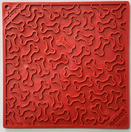 Bones eMat - Enrichment Lick Mat for Dogs and Cats | eMat Enrichment Toy for Anxiety Relief | SodaPup Red Bones E-Mat