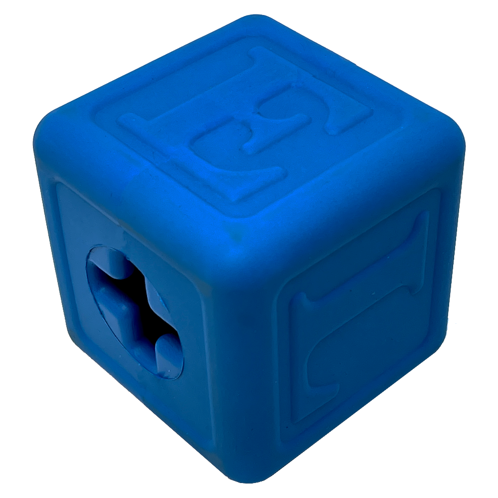 Love Cube eDispenser - Durable Rubber Chew Toy & Treat Dispenser | USA Made Love Cube - Blue