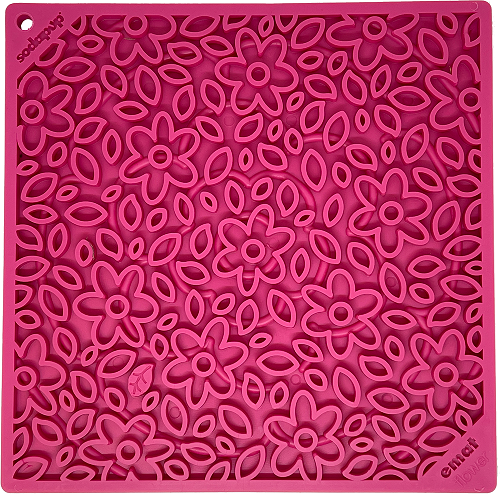 Flower Power emat - Enrichment Lick Mat for Dogs and Cats | Flower Design | USA Made Flower Power E-Mat - large pink