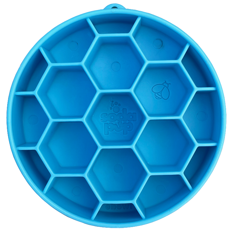 Honeycomb eBowl Deep Slow Feeder Dog Bowl for Enrichment | USA Made Honeycomb ebowl - blue