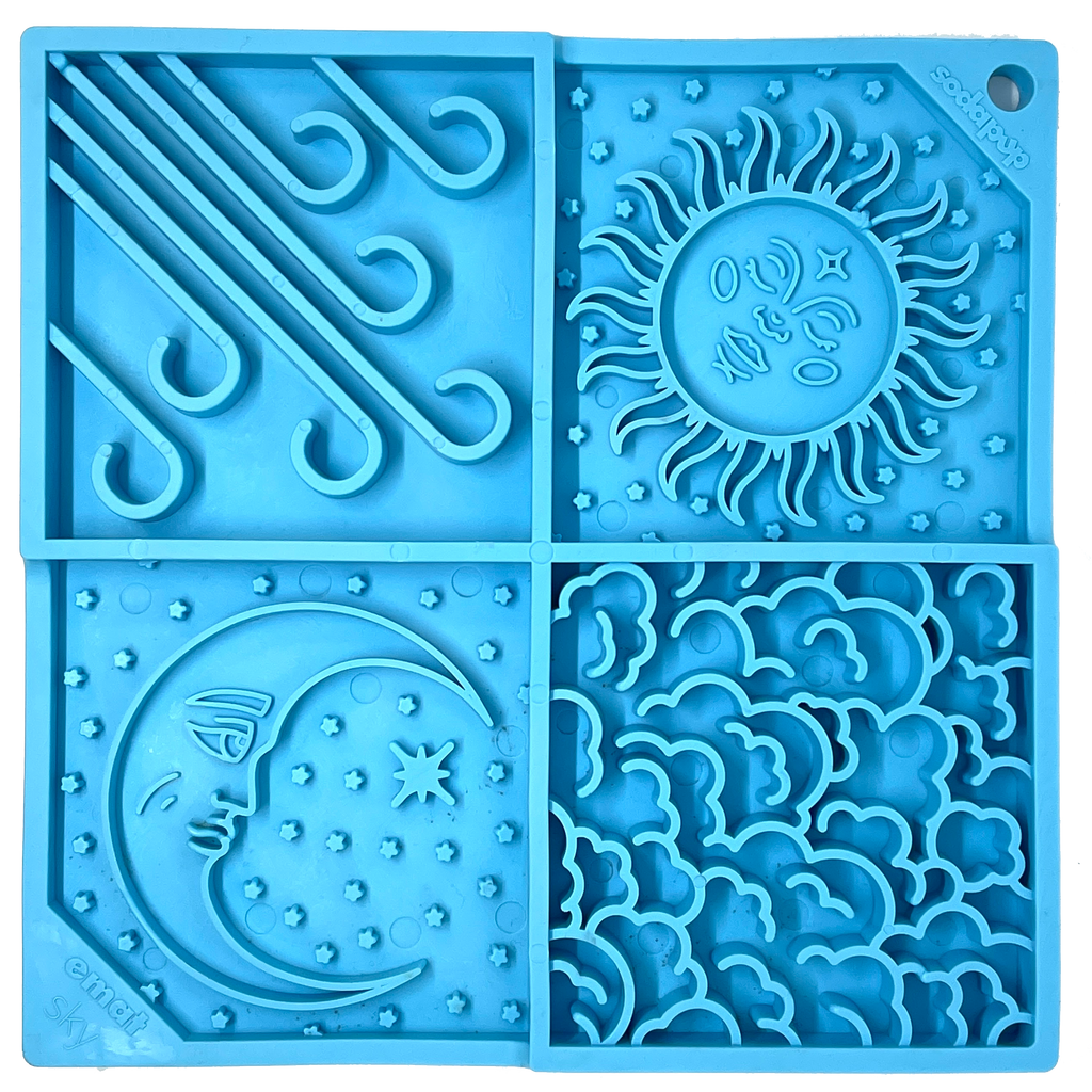 Sky eMat - Enrichment Lick Mat for Dogs and Cats | Celestial Design | SodaPup Light Blue Sky emat