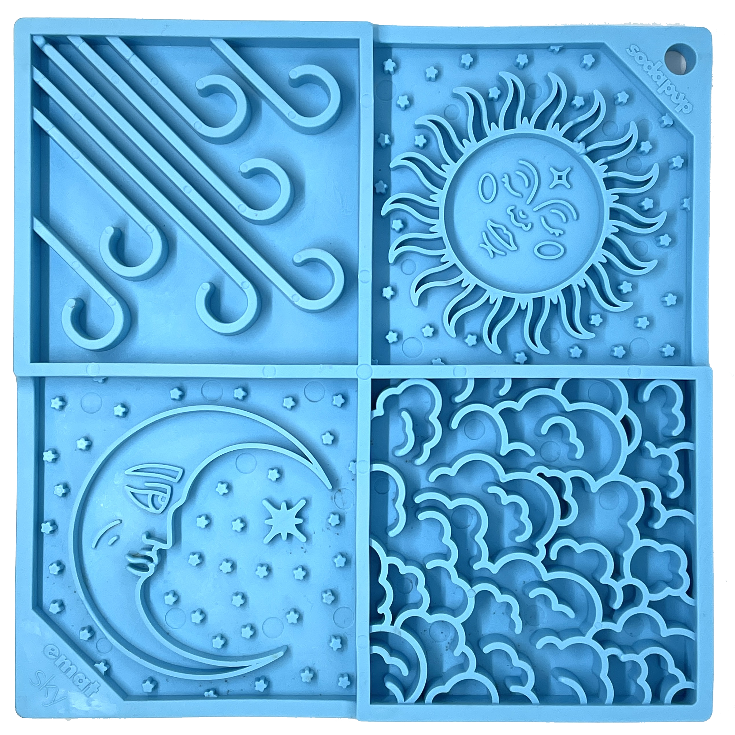 Sky eMat - Enrichment Lick Mat for Dogs and Cats | Celestial Design | SodaPup Light Blue Sky emat