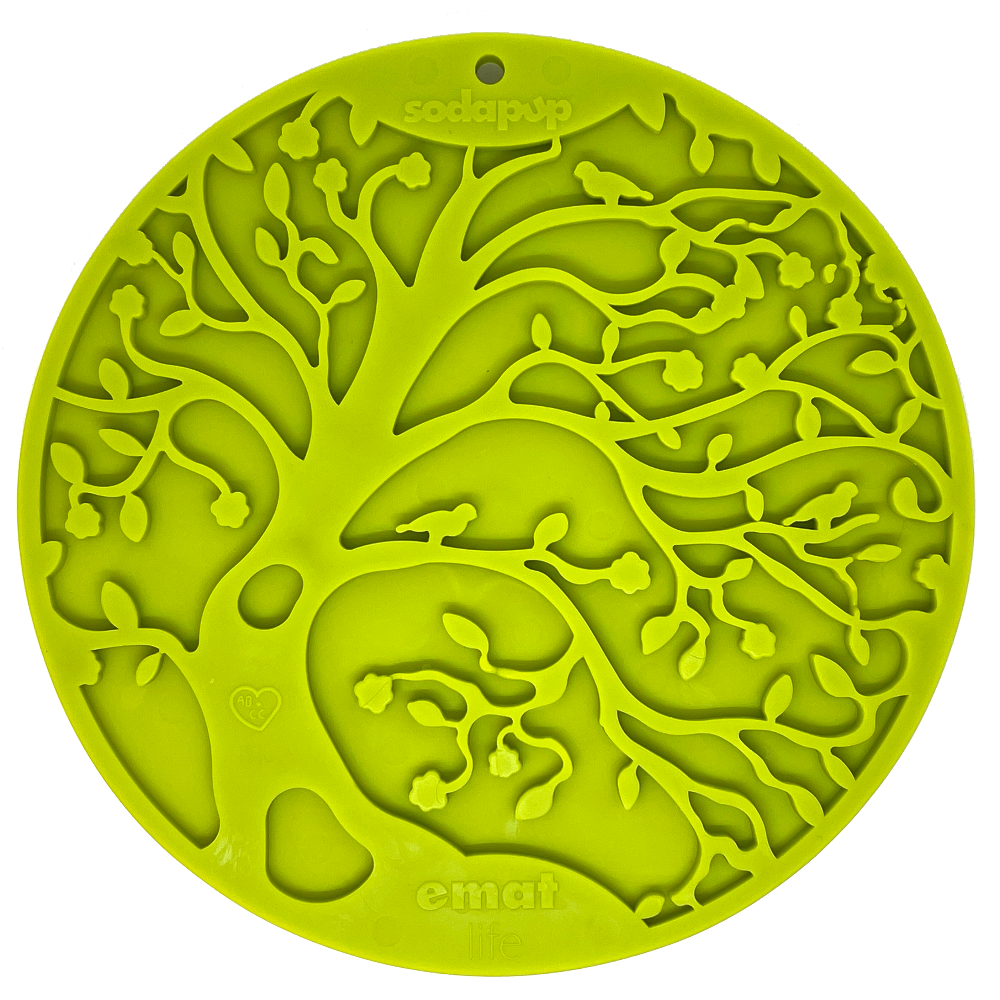 Tree of Life eMat - Enrichment Lick Mat For Dogs and Cats - With Suction Cups | Tree Design | USA Made Green Tree of Life E-Mat
