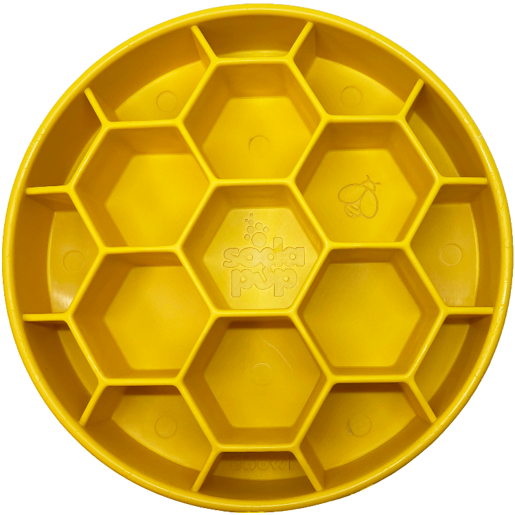 Honeycomb eBowl Deep Slow Feeder Dog Bowl for Enrichment | USA Made Honeycomb ebowl - yellow