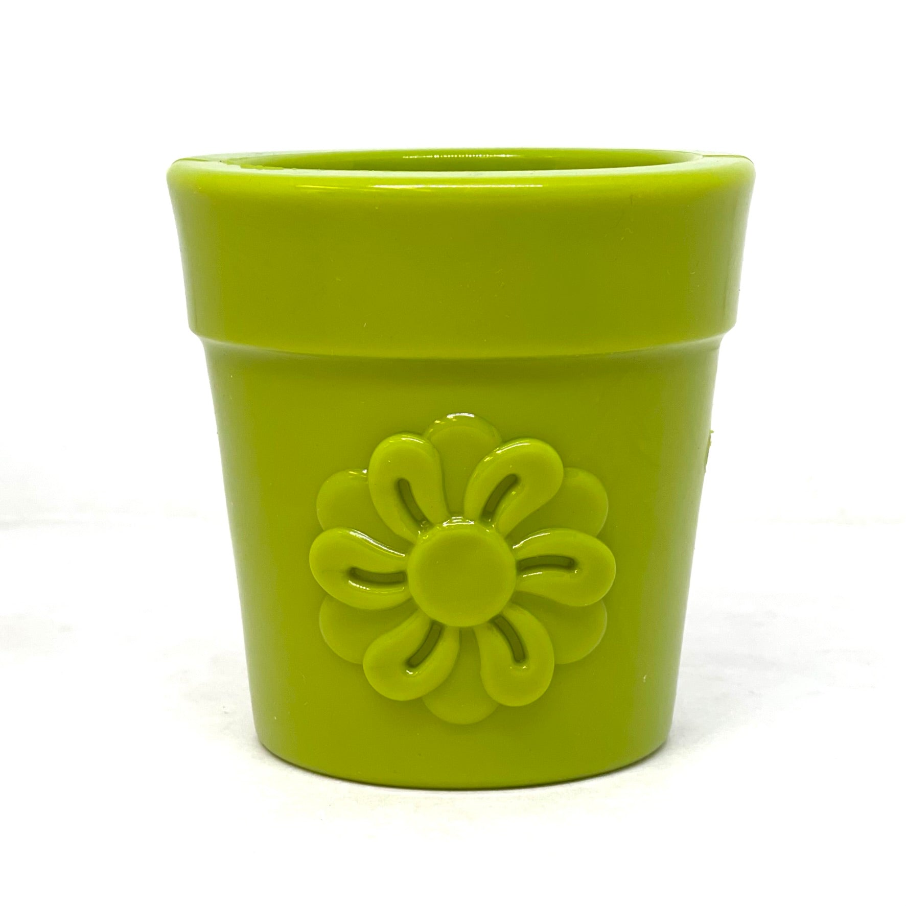SodaPup Large Flower Pot Dog Treat Dispenser – USA-Made Natural Rubber | 3 Colors Flower Pot - Green