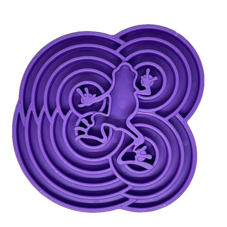 Water Frog eTray - Shallow Slow Feeder Dog Bowl for Enrichment | USA Made Purple Water Frog etray