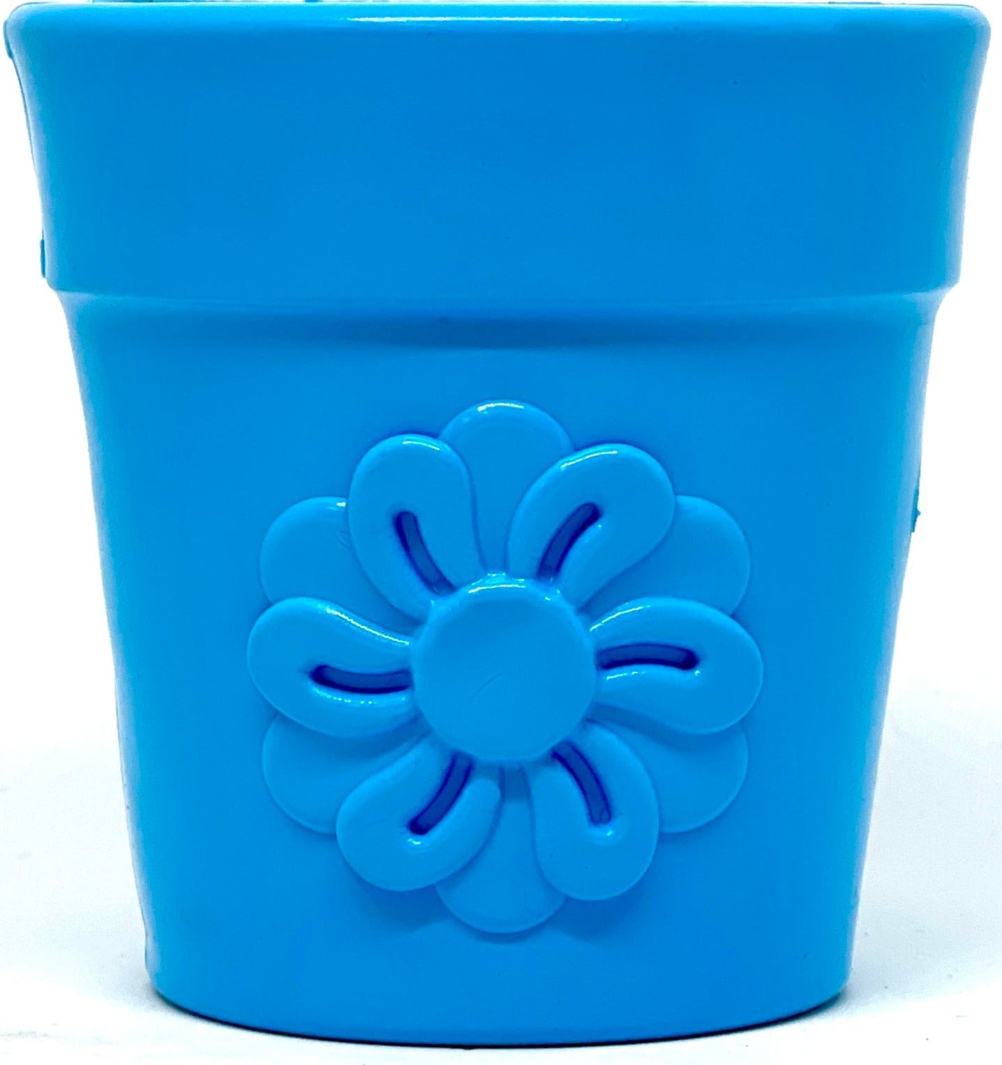 SodaPup Large Flower Pot Dog Treat Dispenser – USA-Made Natural Rubber | 3 Colors Flower Pot - Blue