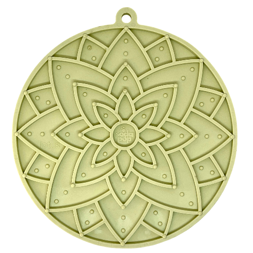 Lotus Design emat - Enrichment Lick Mat For Dogs and Cats - With Suction Cups | USA Made Pastel Green Lotus emat