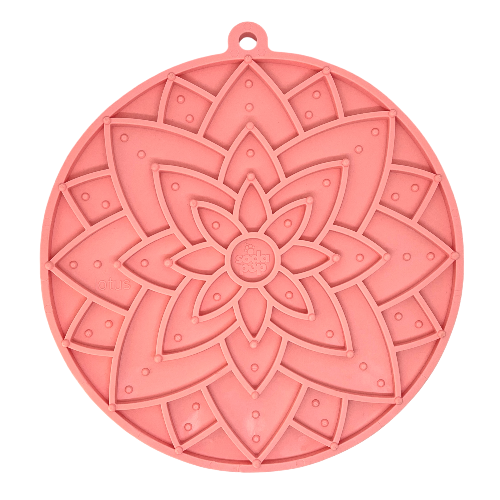 Lotus Design emat - Enrichment Lick Mat For Dogs and Cats - With Suction Cups | USA Made Pastel Pink Lotus emat