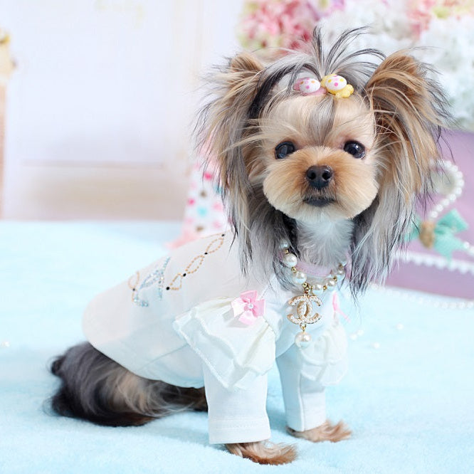Princess Pearl Pet Necklace – Elegant Dog & Cat Jewelry Accessories Pearls Charm C** style