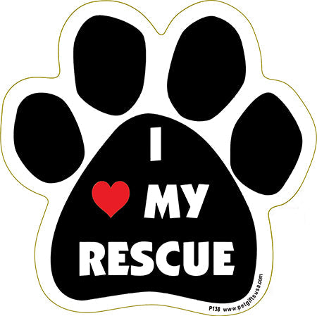 I Love My Rescue Paw Magnet
