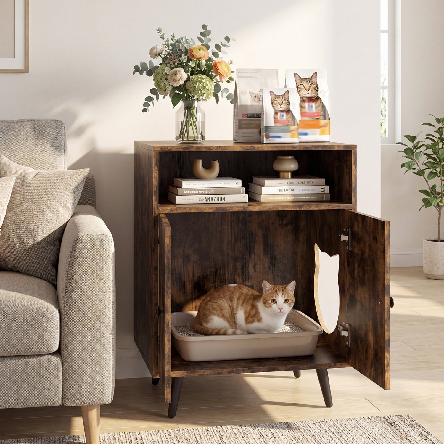 Cat Litter Box Enclosure with Storage Compartment Default Title