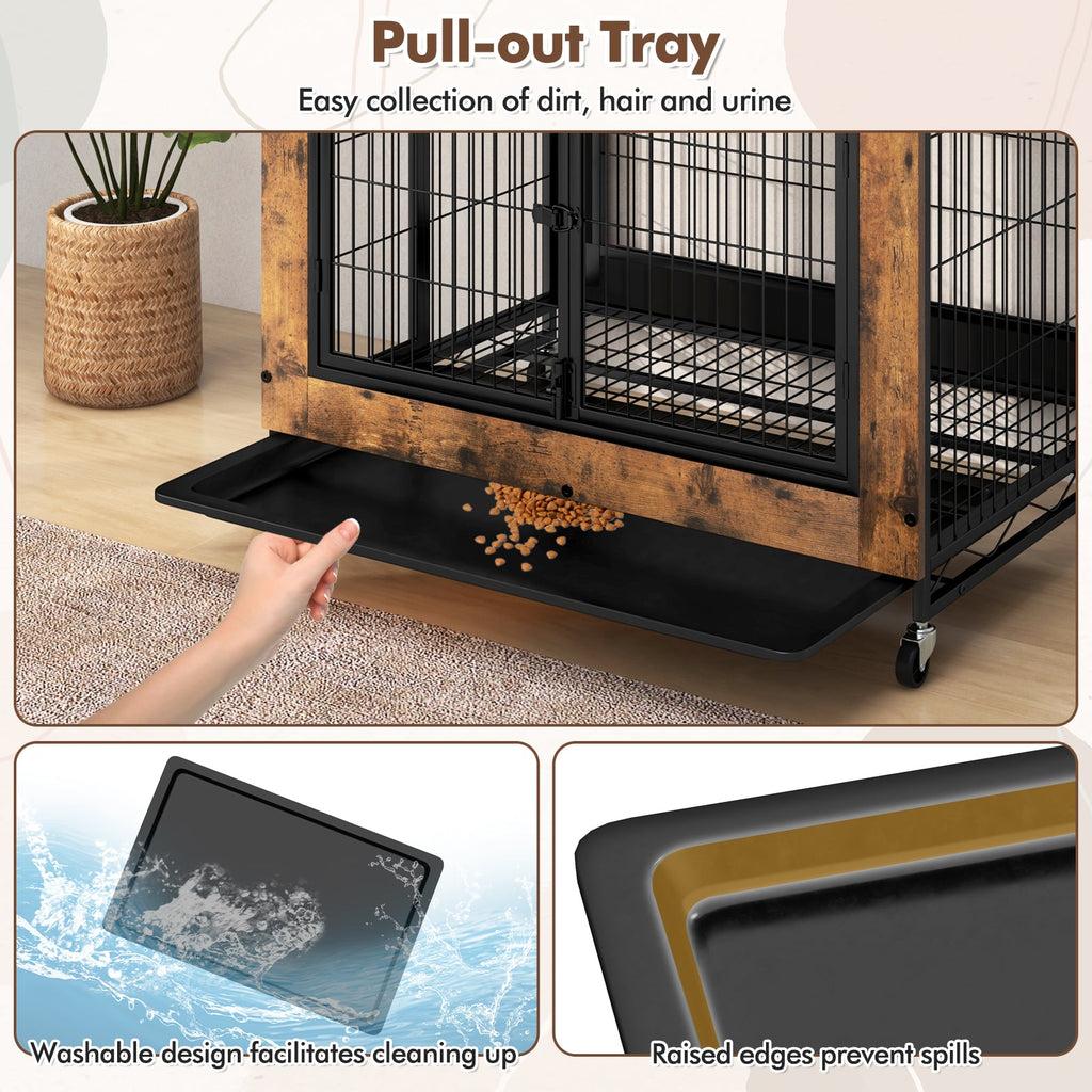 Industrial Dog Kennel Dog Crate Furniture with Storage Shelves