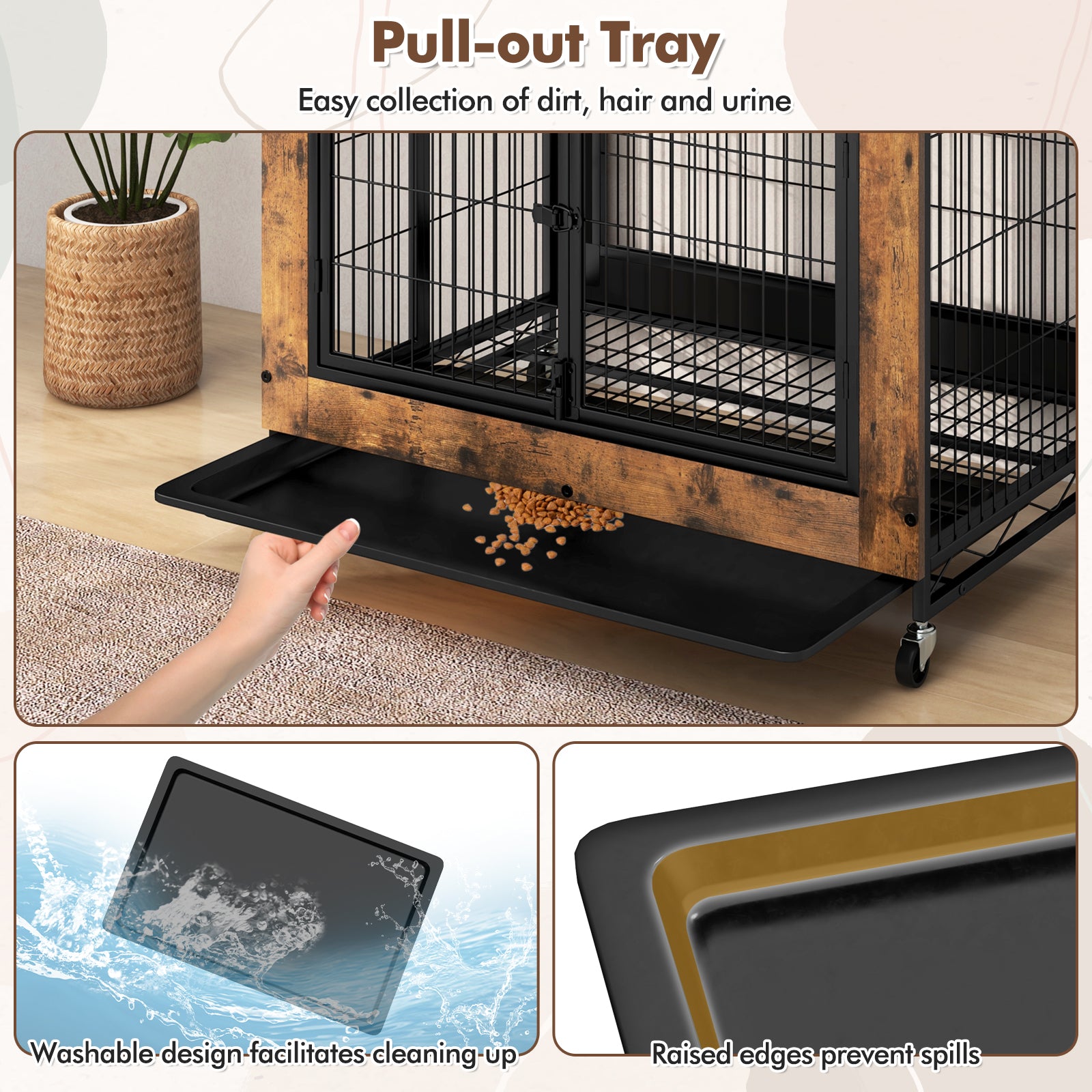 Industrial Dog Kennel Dog Crate Furniture with Storage Shelves