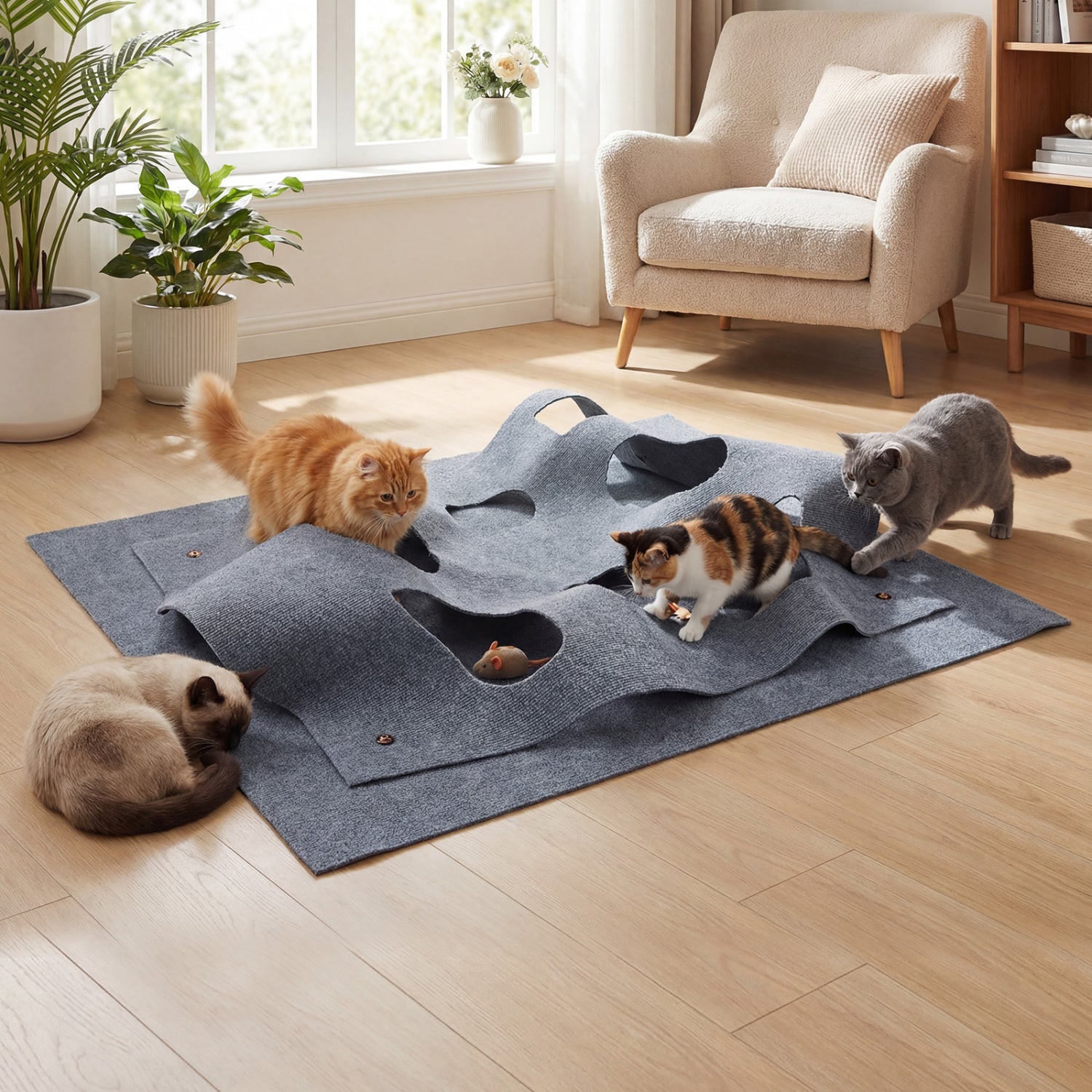 Interactive Foldable Cat Tunnel for Indoor Cats