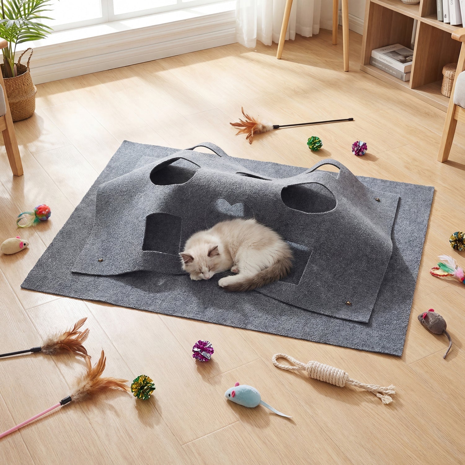 Interactive Foldable Cat Tunnel for Indoor Cats