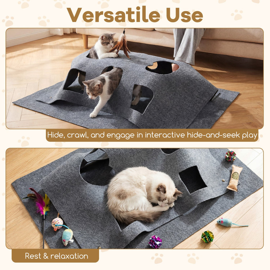 Interactive Foldable Cat Tunnel for Indoor Cats