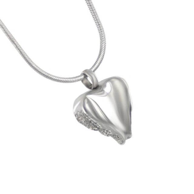 Heart Wings Cremation Ashes Necklace