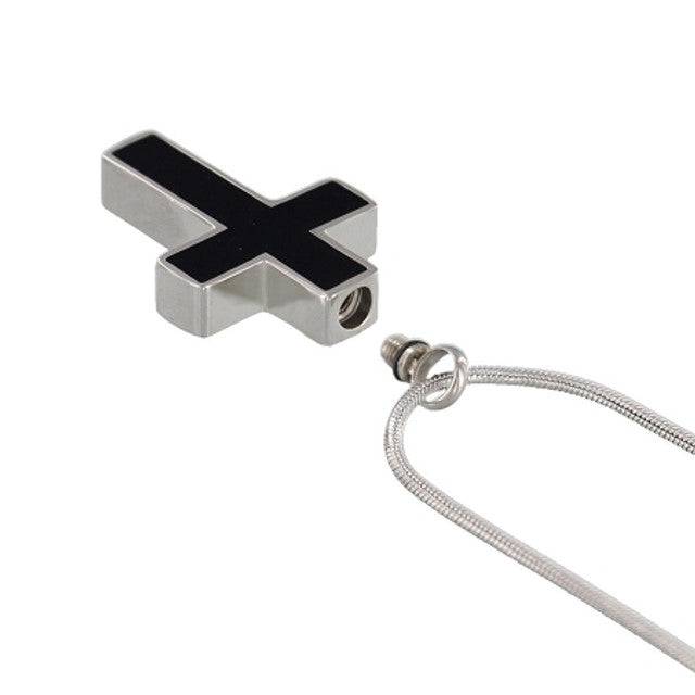 Black Cross Cremation Ashes Necklace