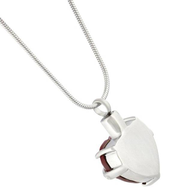 Red Colored Heart Ashes Necklace Pendant