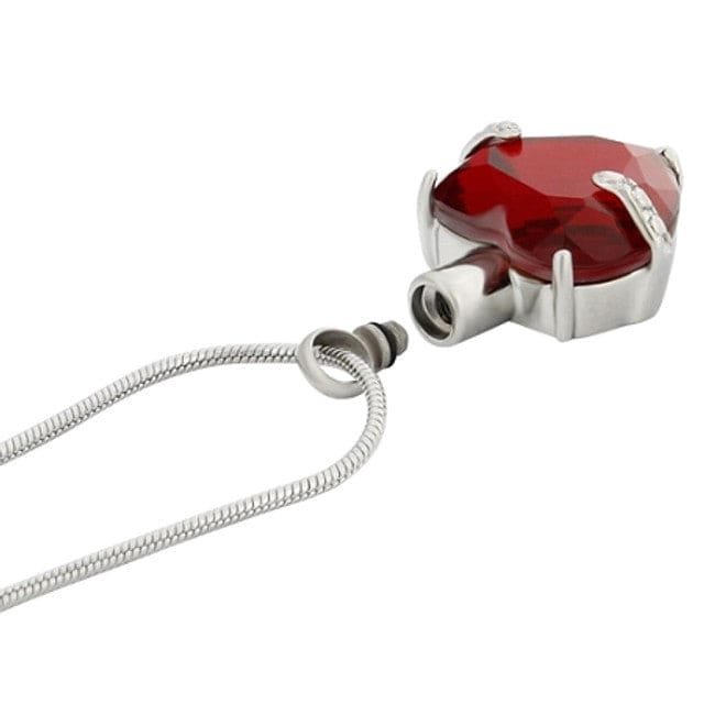 Red Colored Heart Ashes Necklace Pendant